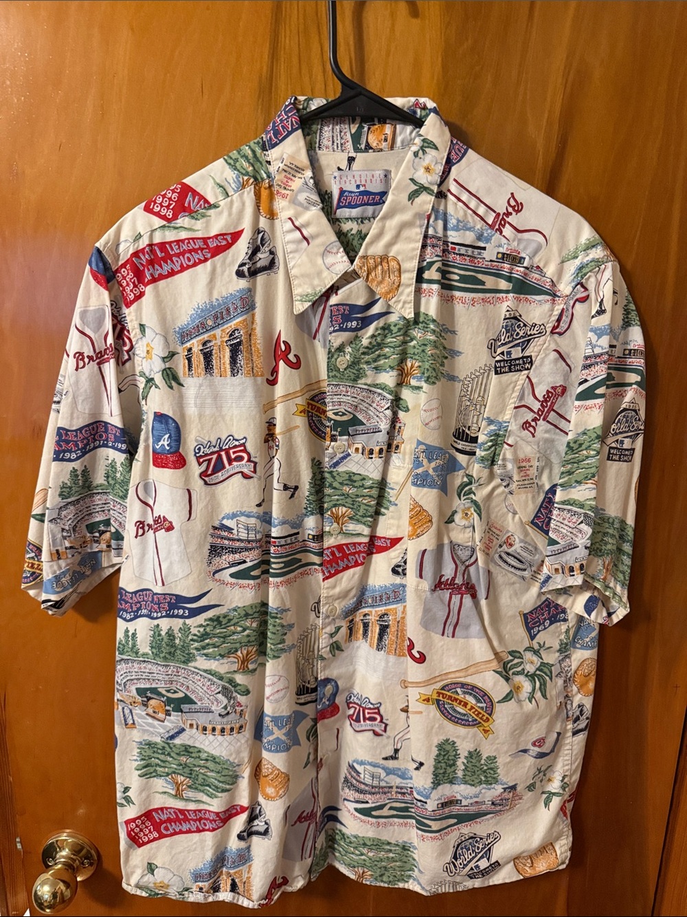 Reyn Spooner Cream Multicolor Atlanta Braves Stadium Print Button-Up Shirt
